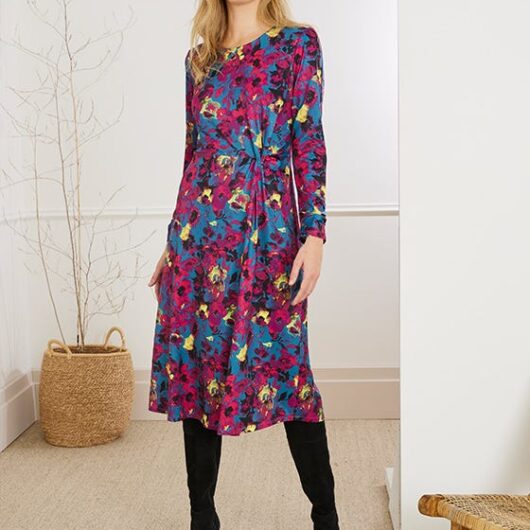 Damart Jersey Mock Wrap Effect Dress
