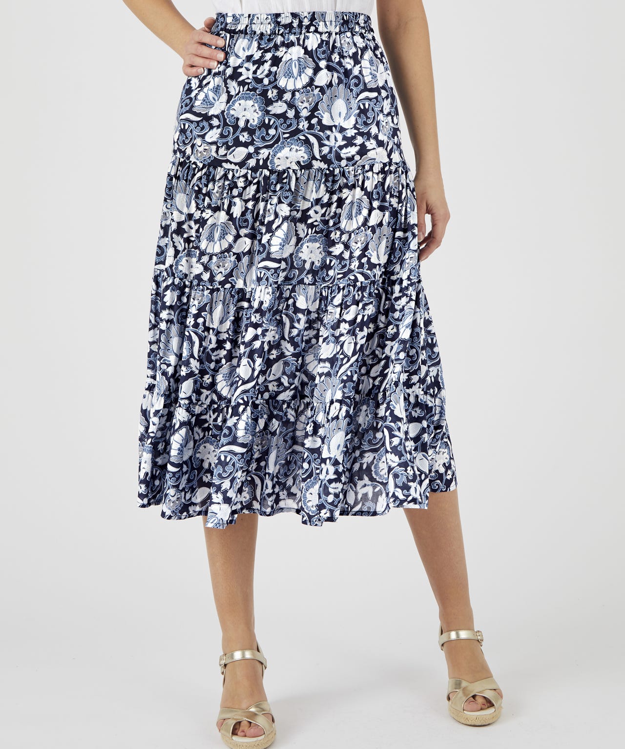 Damart Print Tiered Skirt