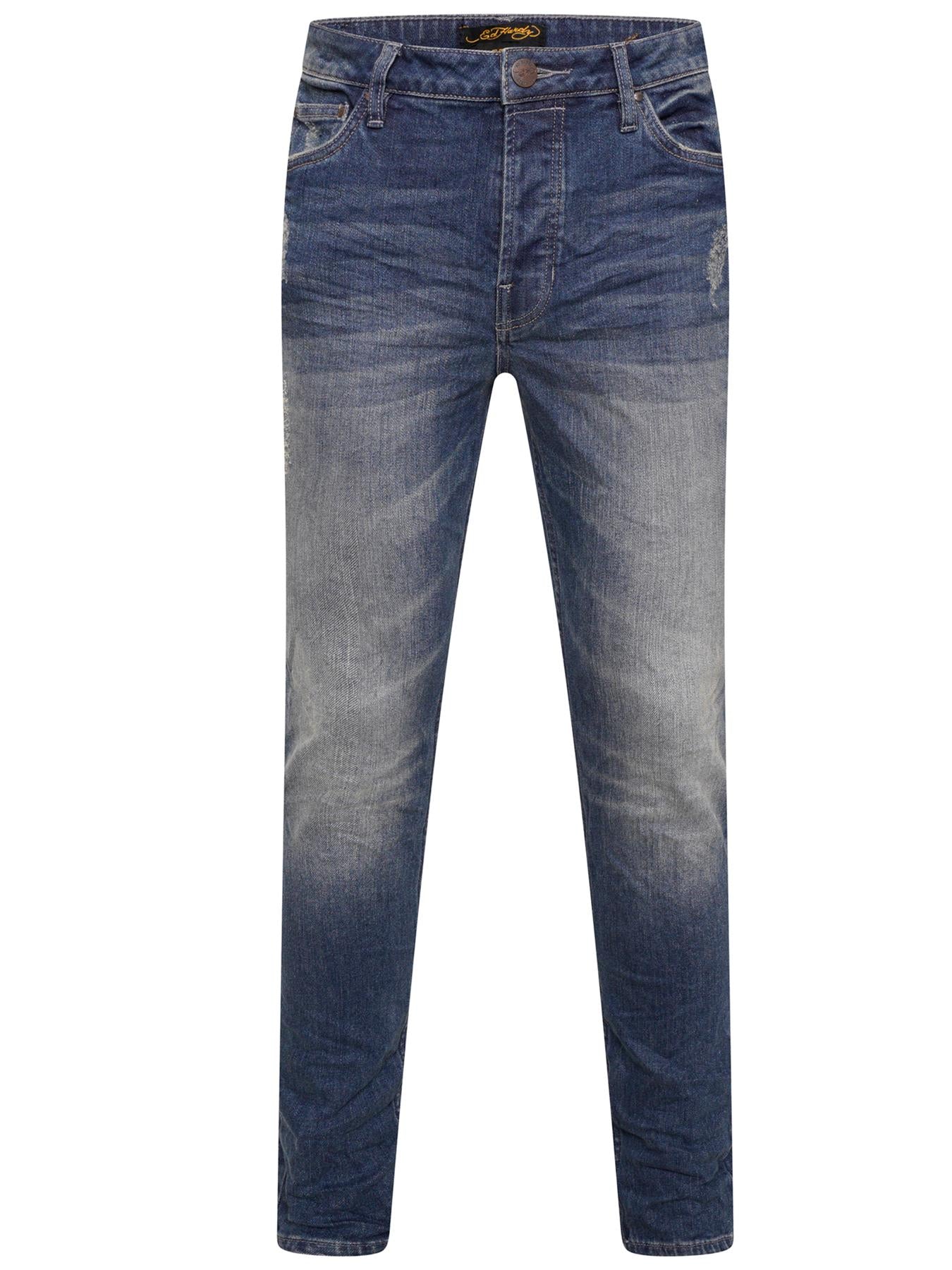 Ed Hardy | Mens Designer Slim Fit Jeans - Light Wash / 28W