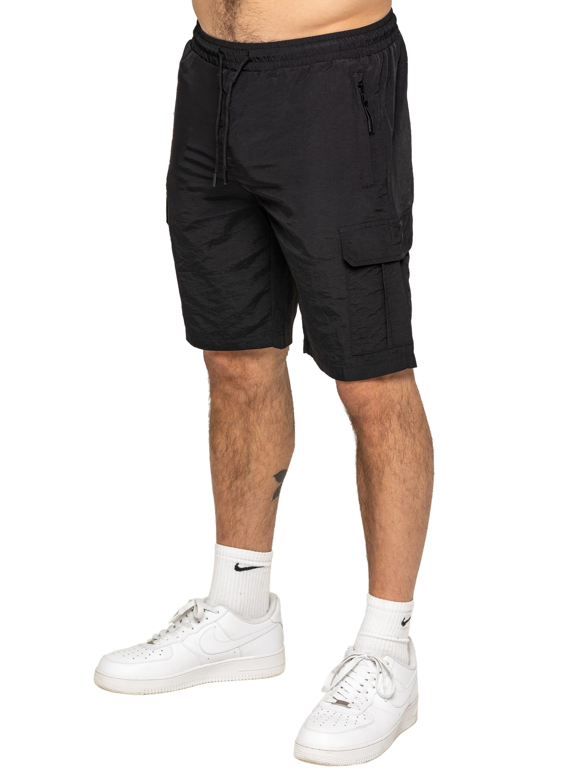 Enzo | Mens Utility Cargo Shorts - Black / S