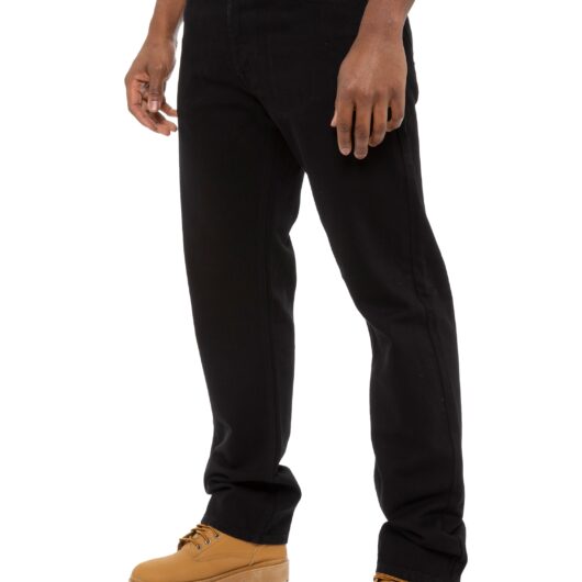 Enzo | Mens Regular Straight Leg Jeans - Black / 28W / Short (30")