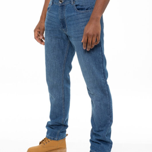 Enzo | Mens Regular Straight Leg Jeans - Light Stonewash / 28W / Short (30")