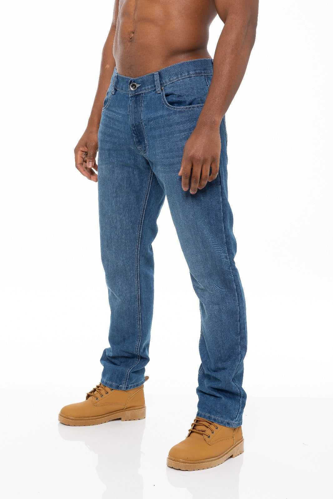 Enzo | Mens Regular Straight Leg Jeans - Light Stonewash / 28W / Short (30")