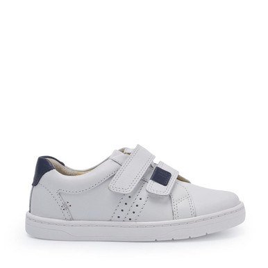Explore, White leather boys rip-tape pre-school shoes